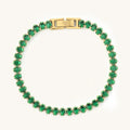 Vilrian emerald green zirconia tennis bracelet in gold plated stainless steel